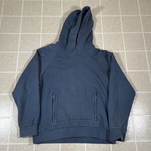 Club Monaco Washed Blue Pullover Hoodie Zipper Kangaroo Pocket Size Large